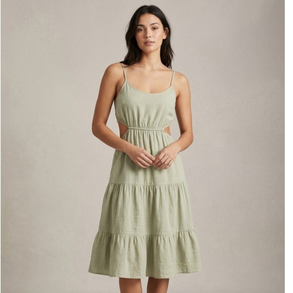 Altar'd State Green Adjustable Strap Open Side Women's Dress Size M